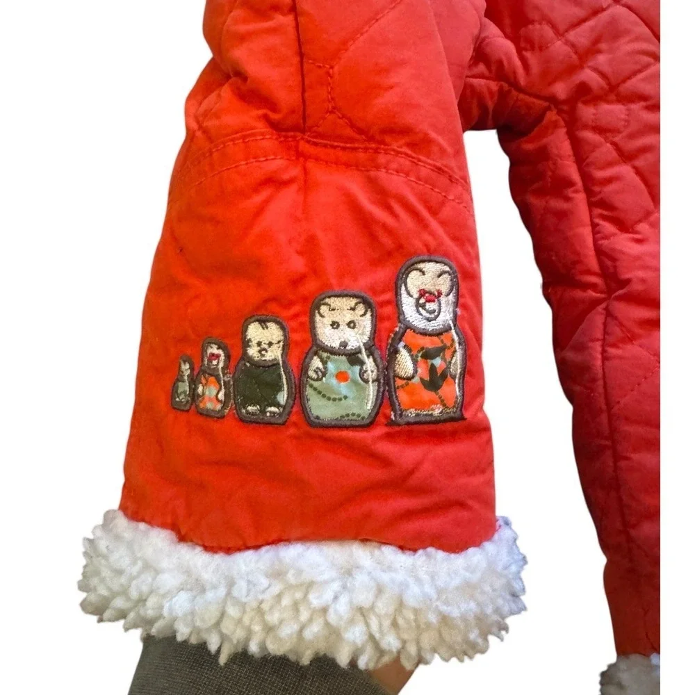 Minemotion‎ Kids Red Quilted Sherpa Lined Snowsuit Pram Suit 12 18 Months